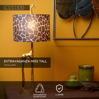 Lucide EXTRAVAGANZA MISS TALL - Tischlampe - Ø 25 cm - 1xE27 - Mattes Gold / Messing